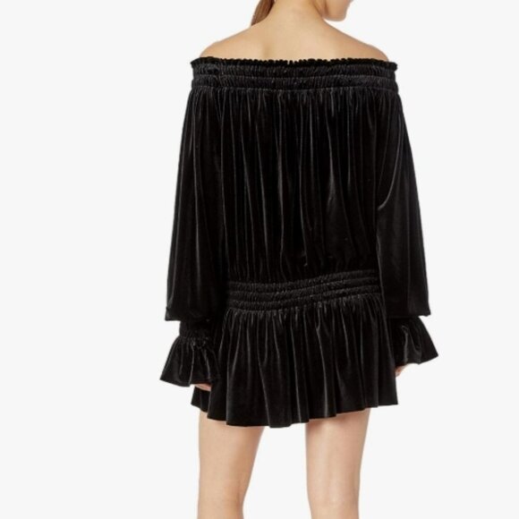 Norma Kamali Velvet Peasant Dress Black XS NWT - Picture 1 of 1
